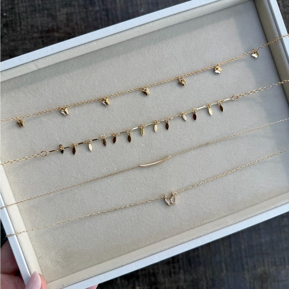 Elegant Gold Tone Choker Necklace Set Bundle Lot of 4 Minimalist 12-16”